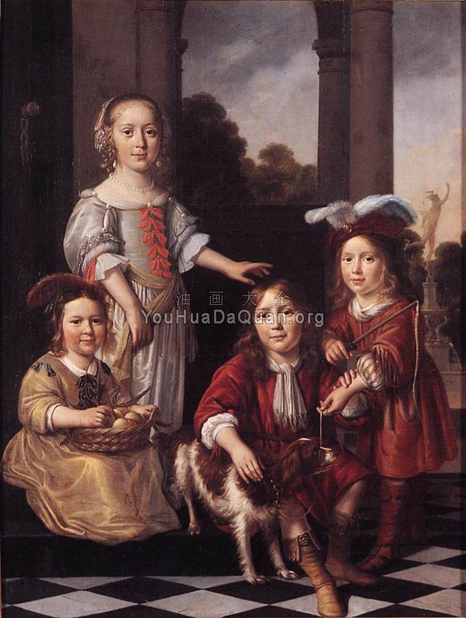 Portrait of Four Children - 尼古拉斯·玛斯